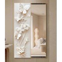 80*150 Cm Gorgeous Mirror Art Painting Blossom White